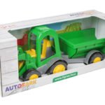 Ciągnik buggy z łyżką i przyczepą w pudełku