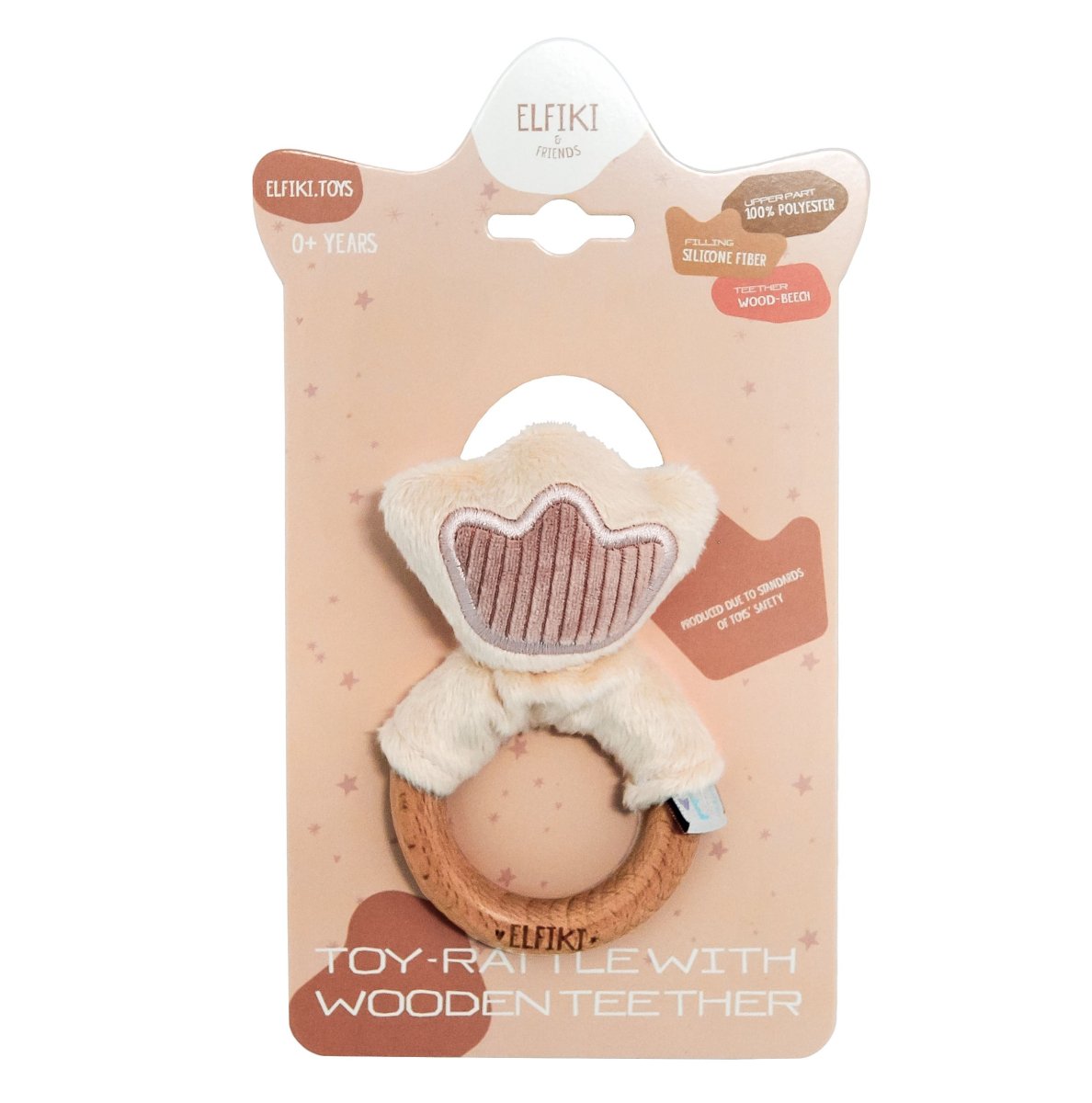 Zabawka - grzechotka z drewnianą koroną gryzonia, ELFIKI