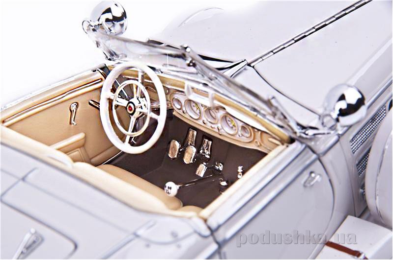 Model samochodu Mercedes Benz 500 K Typ Specialroadster 1936 Macharadga 36055 biały Maisto - obrazek 5