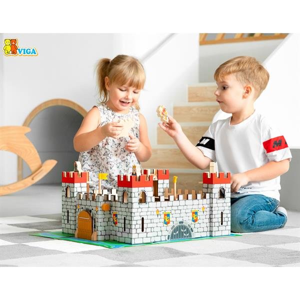 Drewniany zestaw do zabawy Viga Toys Zamek zabawkowy 50310 - obrazek 2