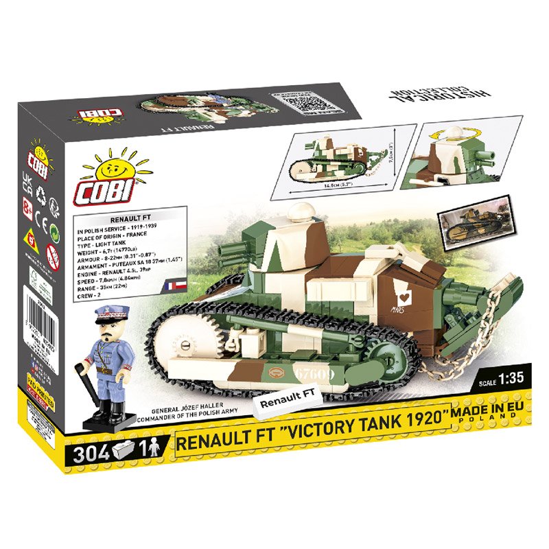 Constructor World War I Tank Renault FT-17 Victory 304 parts Cobi COBI-2992 - obrazek 8