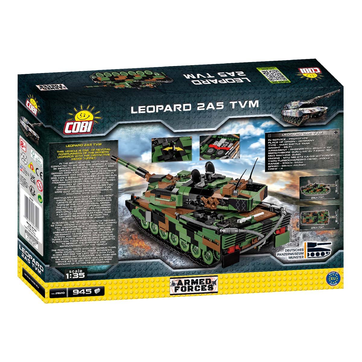 Czołg designerski Leopard 2945 części Cobi 2620 - obrazek 9