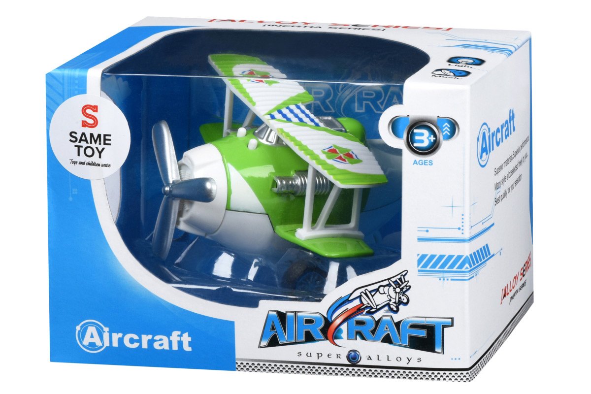 Metalowy samolot bezwładnościowy Same Toy Aircraft zielony ze światłem i muzyką SY8012Ut-4 - obrazek 5