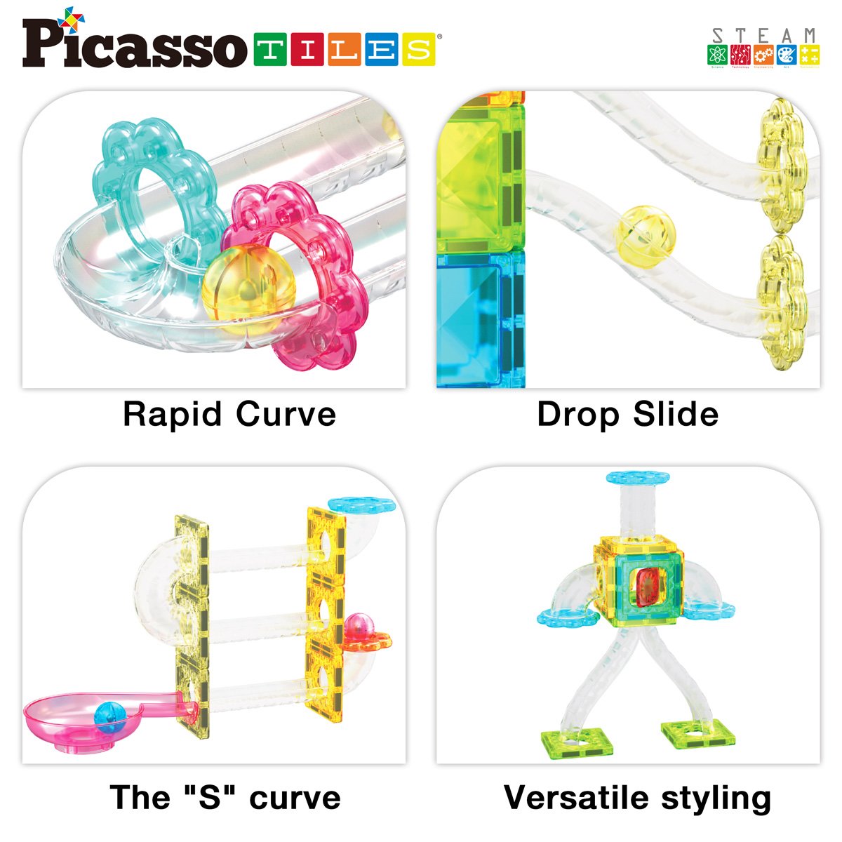 Magnetyczny zestaw 60 elementów do układania kulek w kształcie diamentów Picasso 28299 - obrazek 5