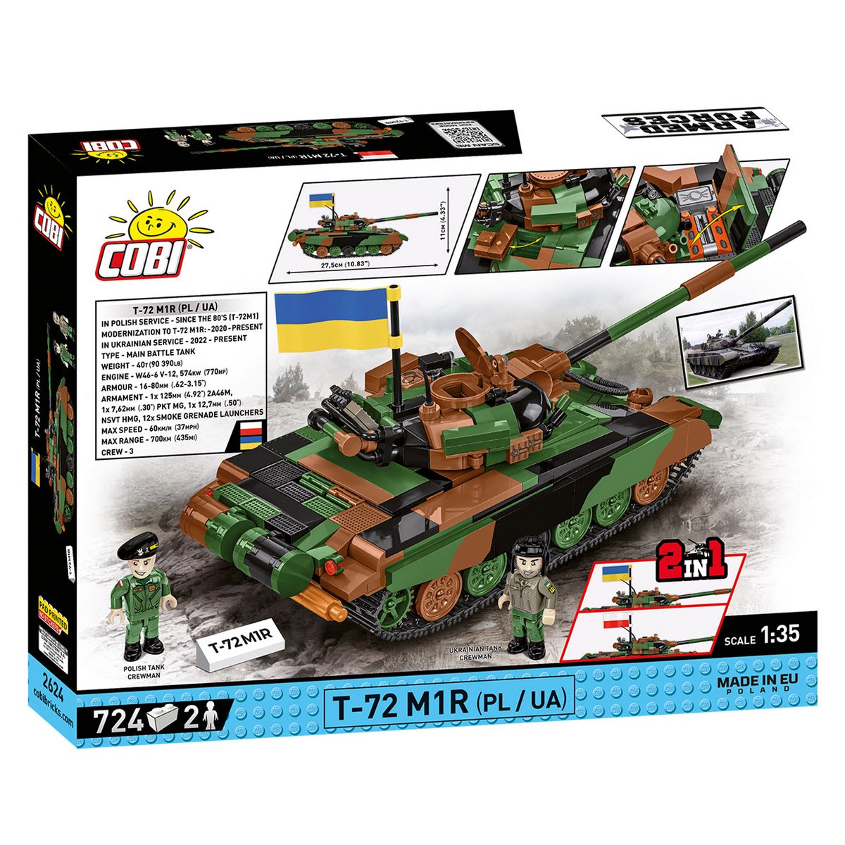 Konstruktor Czołg T-72 M1R UA/PL 724 części Cobi COBI-2624 - obrazek 11
