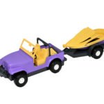 Samochód jeep z łodzią na tablecie, Tygrysy fioletowe