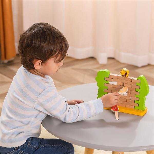 Drewniana gra planszowa Viga Toys Brick Wall 44566 - obrazek 5