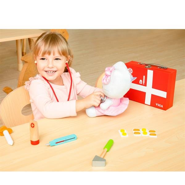 Drewniany zestaw do zabawy Viga Toys Walizka Doktora 50530 - obrazek 2