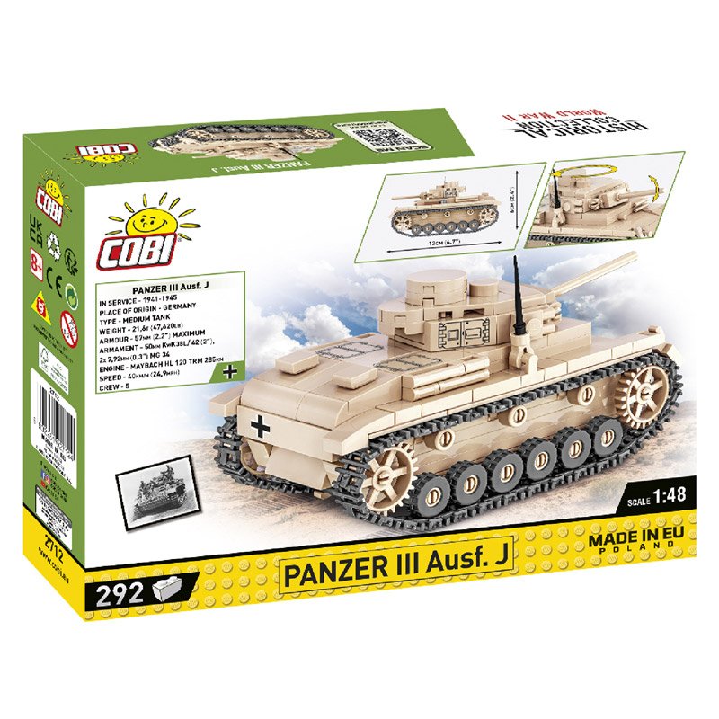 Constructor II Wojna Światowa Czołg Panzer III 292 części Cobi COBI-2712 - obrazek 7