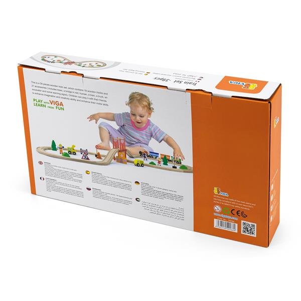 Drewniana kolejka Viga Toys 39 elementów 50266 - obrazek 4